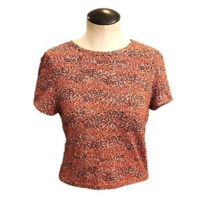 Womens Topshop red black & white leopard print crop tee size 10.